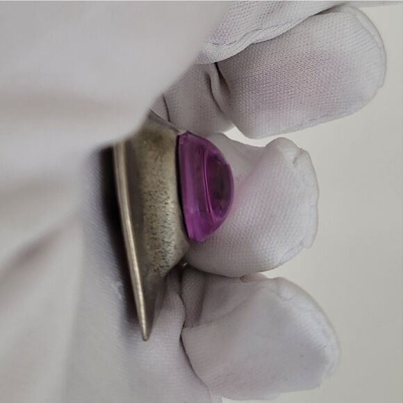 Pendant 𝅺Silver Tone and Purple Heart Pendant #0002 - Picture 8 of 8